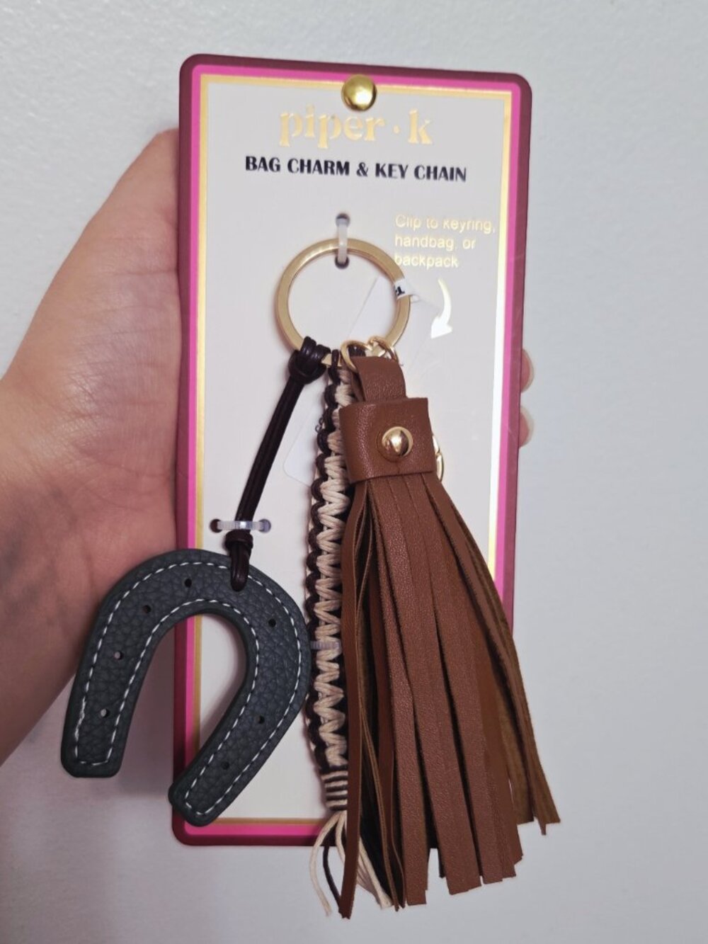 NWT Piper K Western Lucky Horseshoe & Tassel Bag Charm / Key Chain 🐎